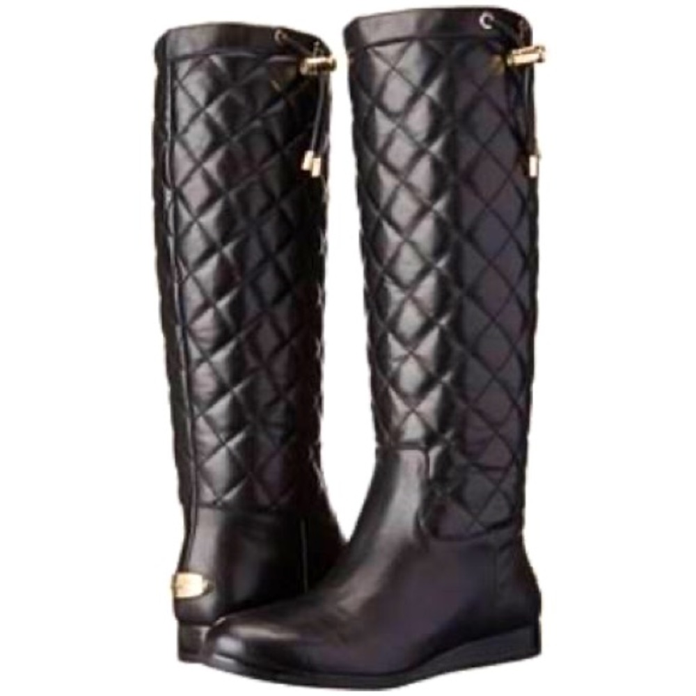 NWOT: Michael Kors, Lizzie, tall, quilted black leather boot. Size 5.5
